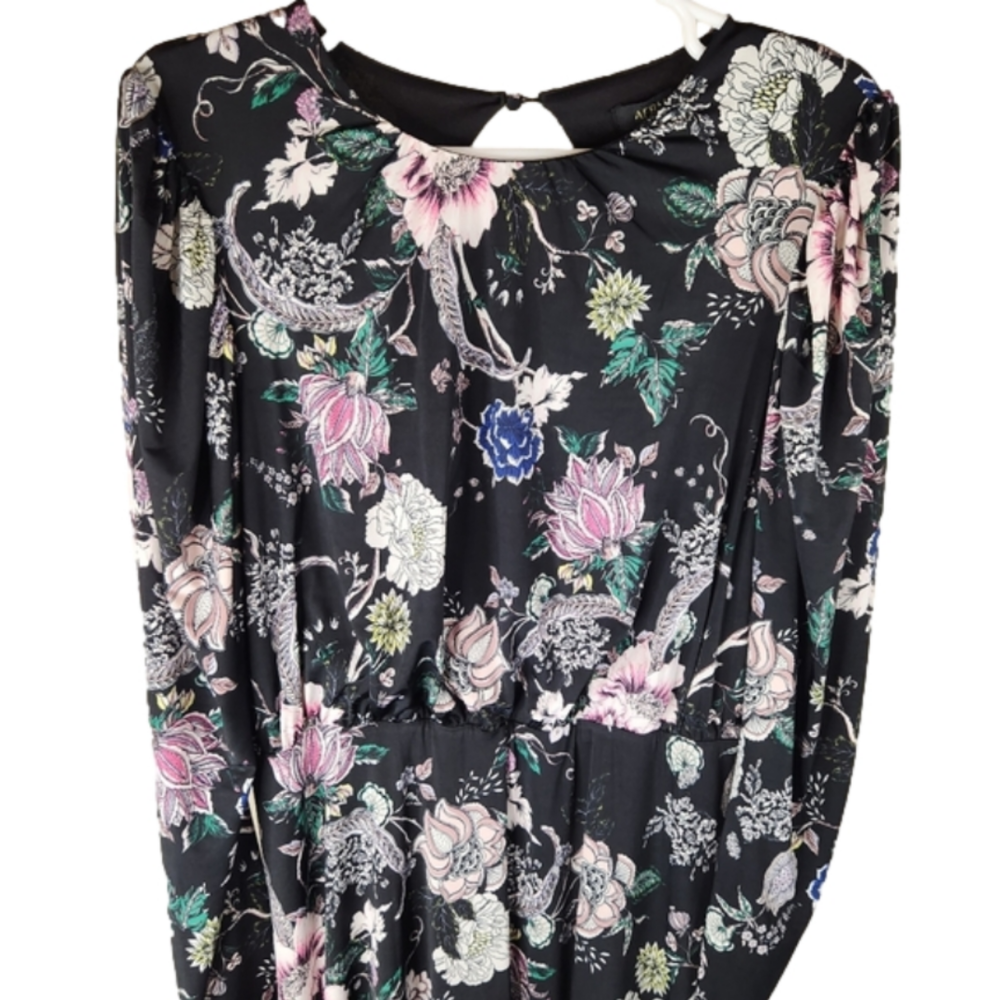 AFRM Womens Delilah Open Back Long Sleeve Floral Midi Dress in Noir Rose XLarge - Picture 5 of 10